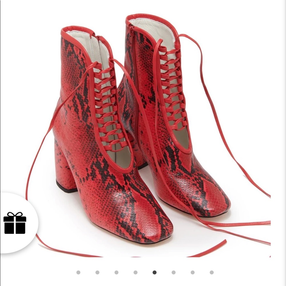 Daniella Shevel Red Snakeskin Belladonna Boot